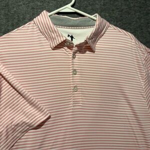 Anderson Ord performance golf polo shirt mens XL pink white striped soft stretch